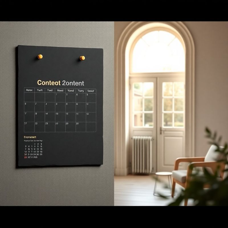 Charcoal and gold content calendar pinned to a slate board in a Dublin studio
